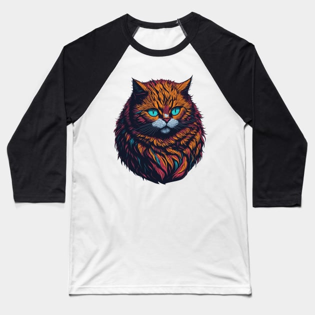 Vibrant Fur Cat Baseball T-Shirt by Fantasyscape